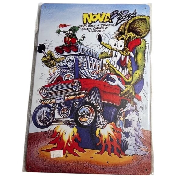 Rat Fink Metal Wall Art Nova Bad Boys Hot Rod 8" X 12" Vintage Inspired Man Cave - Picture 1 of 6